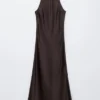 Sleeveless Satin Midi Dress