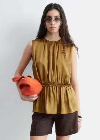 Sleeveless Silk Frill Top