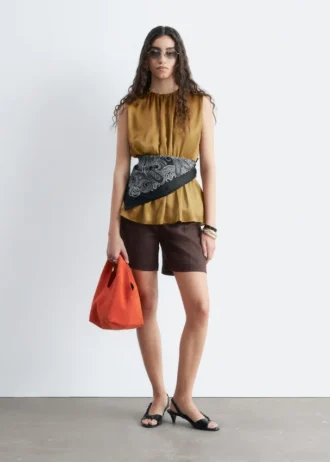 Sleeveless Silk Frill Top