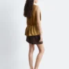 Sleeveless Silk Frill Top