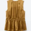 Sleeveless Silk Frill Top