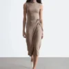 Sleeveless Turtleneck Midi Dress