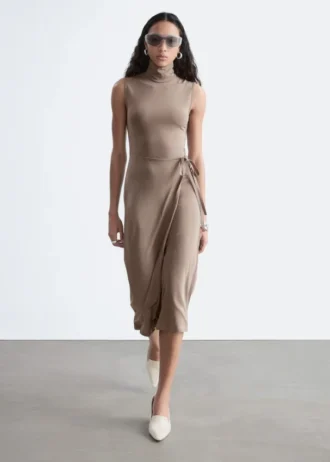 Sleeveless Turtleneck Midi Dress