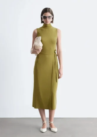 Sleeveless Turtleneck Midi Dress
