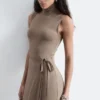 Sleeveless Turtleneck Midi Dress