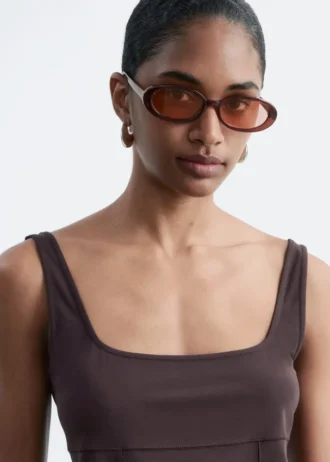 Slim Oval-Frame Sunglasses