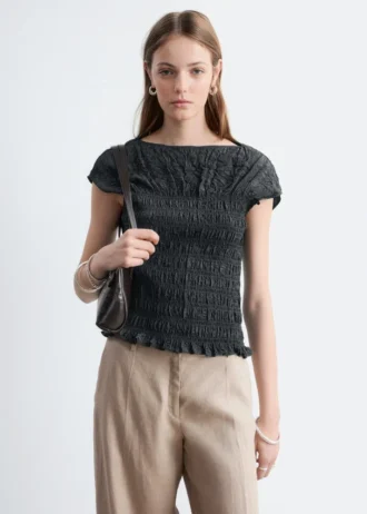 Smocked Boatneck Top