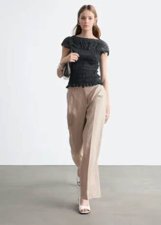 Smocked Boatneck Top