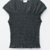 Smocked Boatneck Top