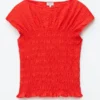 Smocked Boatneck Top