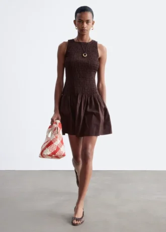 Smocked Cotton Poplin Mini Dress
