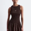 Smocked Cotton Poplin Mini Dress