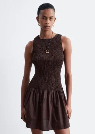 Smocked Cotton Poplin Mini Dress