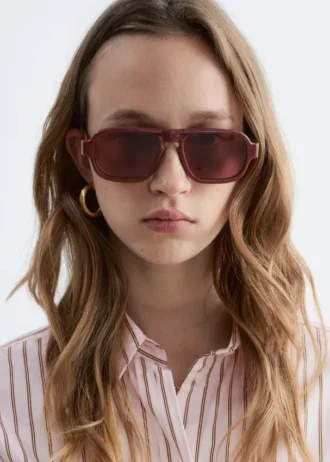 Square-Frame Aviator Sunglasses