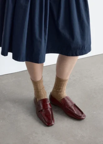 Square-Toe Leather Loafers