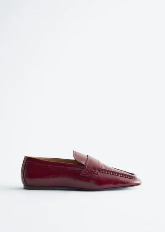 Square-Toe Leather Loafers