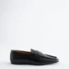 Square-Toe Leather Loafers