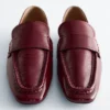 Square-Toe Leather Loafers