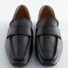 Square-Toe Leather Loafers