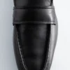 Square-Toe Leather Loafers