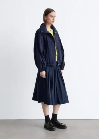 Stand-Collar Drawstring Jacket