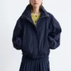 Stand-Collar Drawstring Jacket