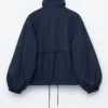 Stand-Collar Drawstring Jacket