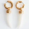 Stone Charm Hoop Earrings