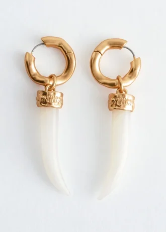 Stone Charm Hoop Earrings
