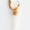 Stone Charm Hoop Earrings