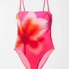 Straight-Neck Strappy Swimsuit