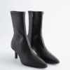 Stretch-Leather Ankle Boots