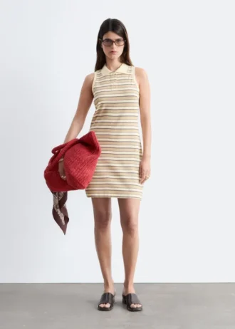 Striped Cotton Mini Polo Dress