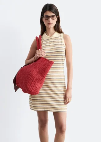 Striped Cotton Mini Polo Dress