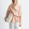 Striped Cowl-Neck Blouse
