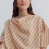 Striped Cowl-Neck Blouse