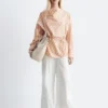 Striped Cowl-Neck Blouse