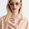 Striped Cowl-Neck Blouse