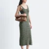Striped Rib-Knit Midi Dress