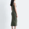 Striped Rib-Knit Midi Dress
