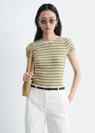 striped rib knit t shirt 1 1 330x462 - Striped Rib-Knit T-shirt