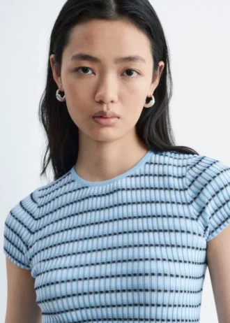 Striped Rib-Knit T-shirt