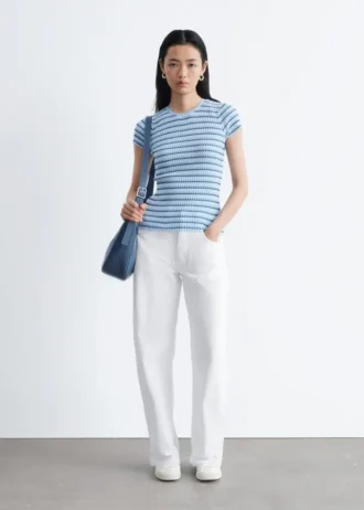 Striped Rib-Knit T-shirt