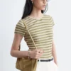 Striped Rib-Knit T-shirt