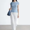 Striped Rib-Knit T-shirt