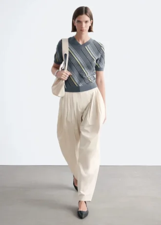 Striped V-Neck Wool T-Shirt