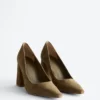 Suede Block-Heel Pumps