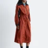 Technical Drawstring Midi Dress