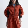 Technical Drawstring Midi Dress