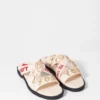 Text-Print Leather Sandals